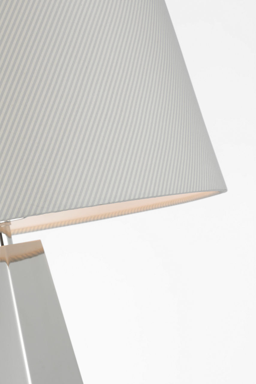 Zoran Medium Table Lamp | Polished Nickel | Schumacher 16" Blue Charee Stripe Empire Shade