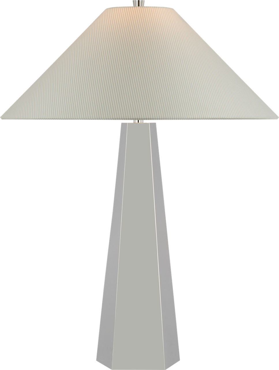 Zoran Medium Table Lamp | Polished Nickel | Schumacher 21" Blue Charee Stripe Flare Shade