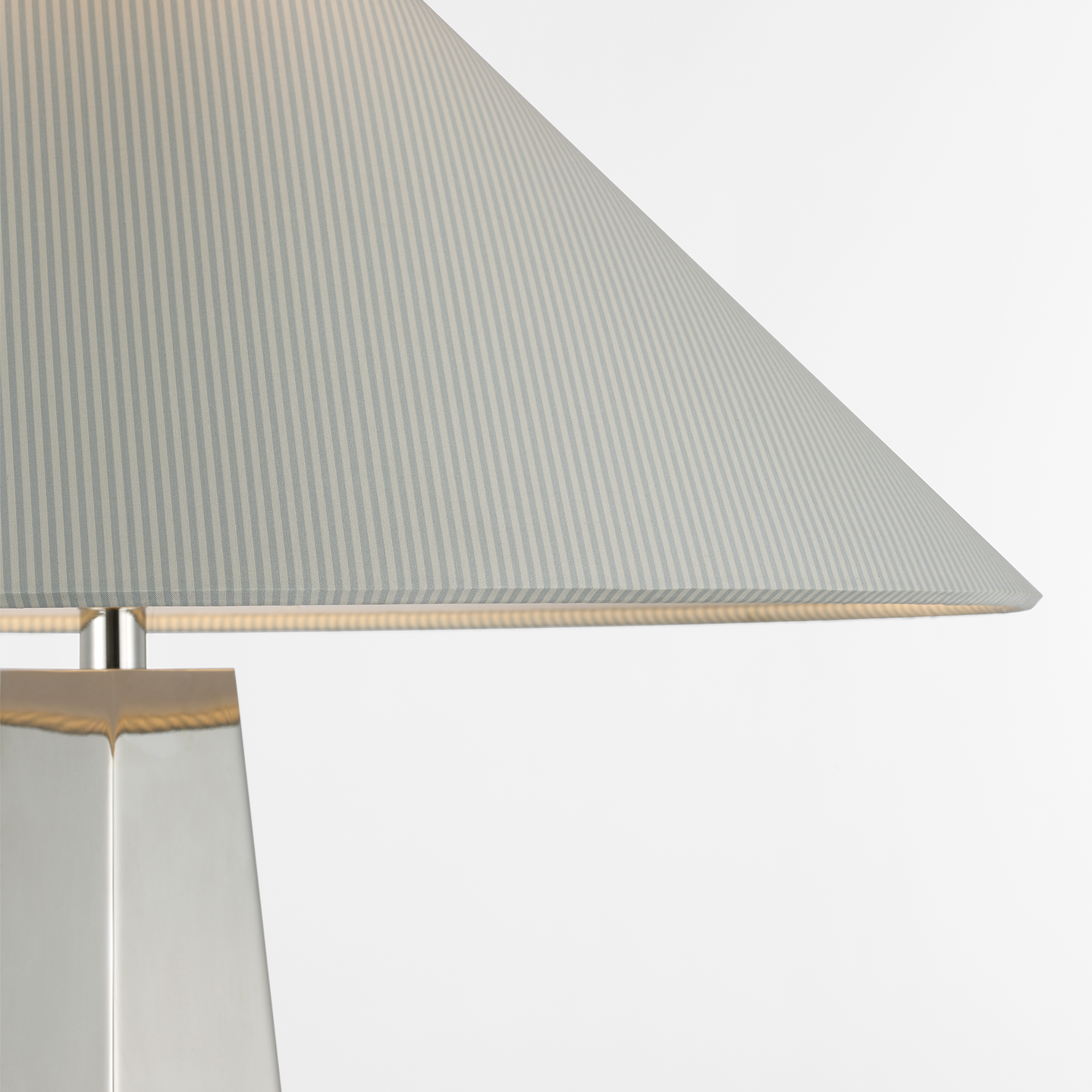 Zoran Medium Table Lamp | Polished Nickel | Schumacher 21" Blue Charee Stripe Flare Shade