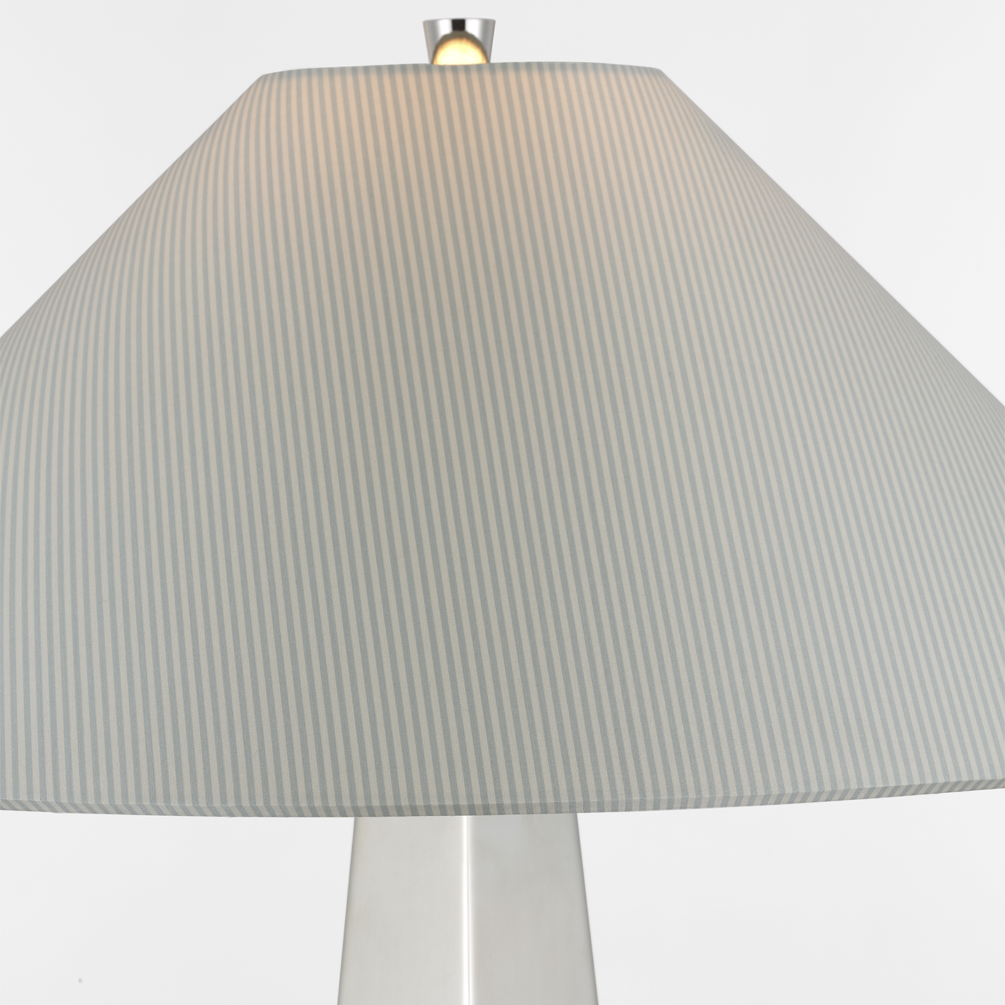 Zoran Medium Table Lamp | Polished Nickel | Schumacher 21" Blue Charee Stripe Flare Shade