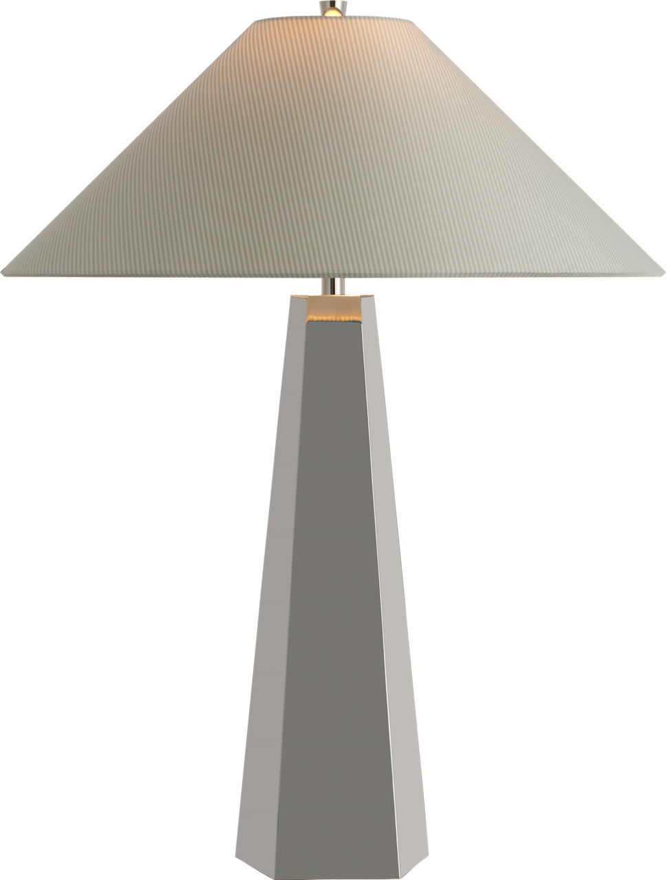 Zoran Medium Table Lamp | Polished Nickel | Schumacher 21" Blue Charee Stripe Flare Shade