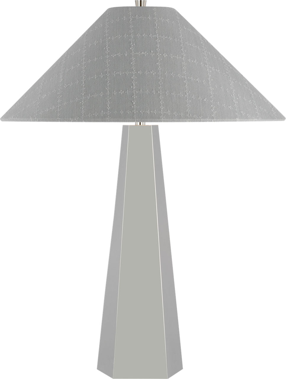 Zoran Medium Table Lamp | Polished Nickel | Schumacher 21" Sky Elin Check Flare Shade