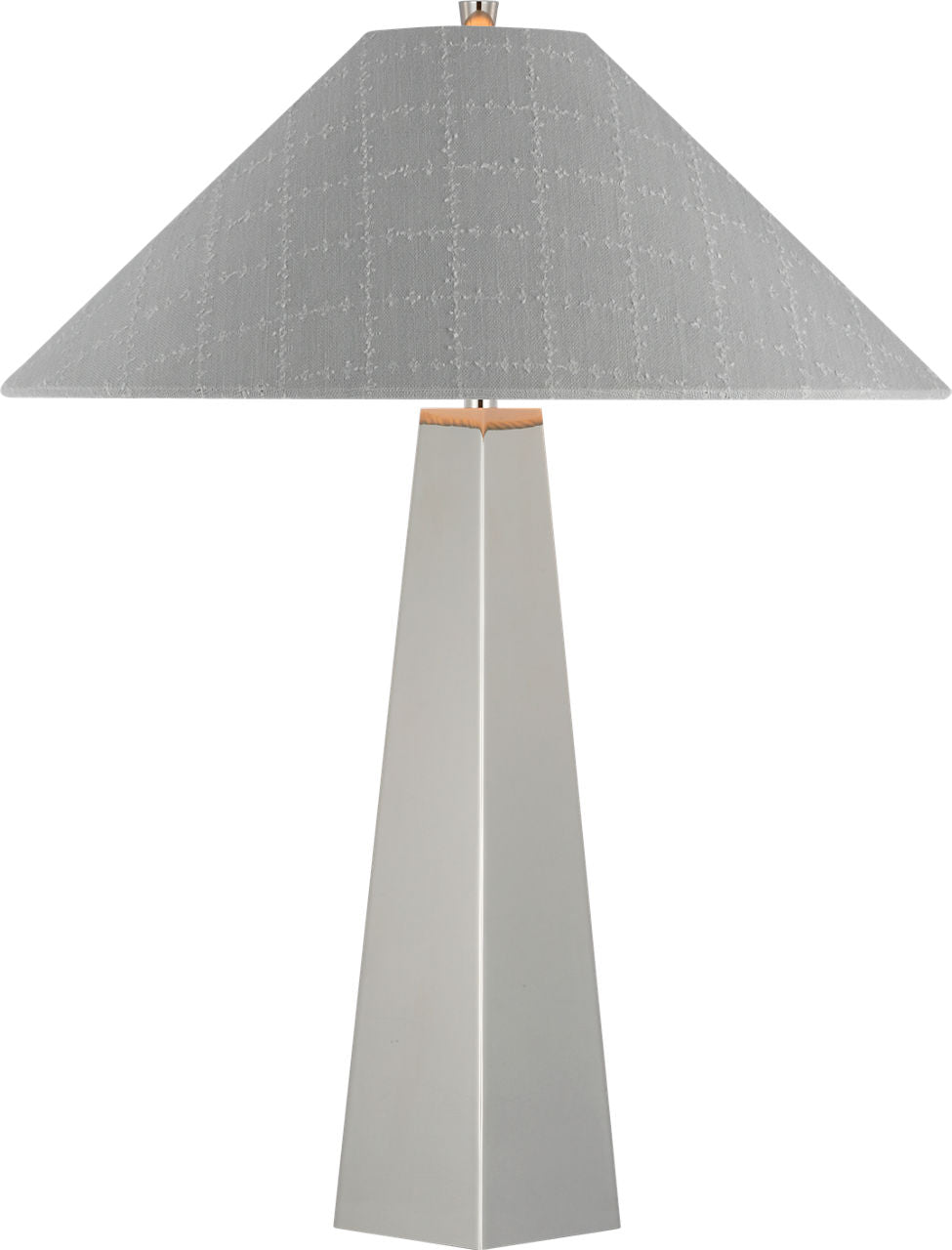 Zoran Medium Table Lamp | Polished Nickel | Schumacher 21" Sky Elin Check Flare Shade