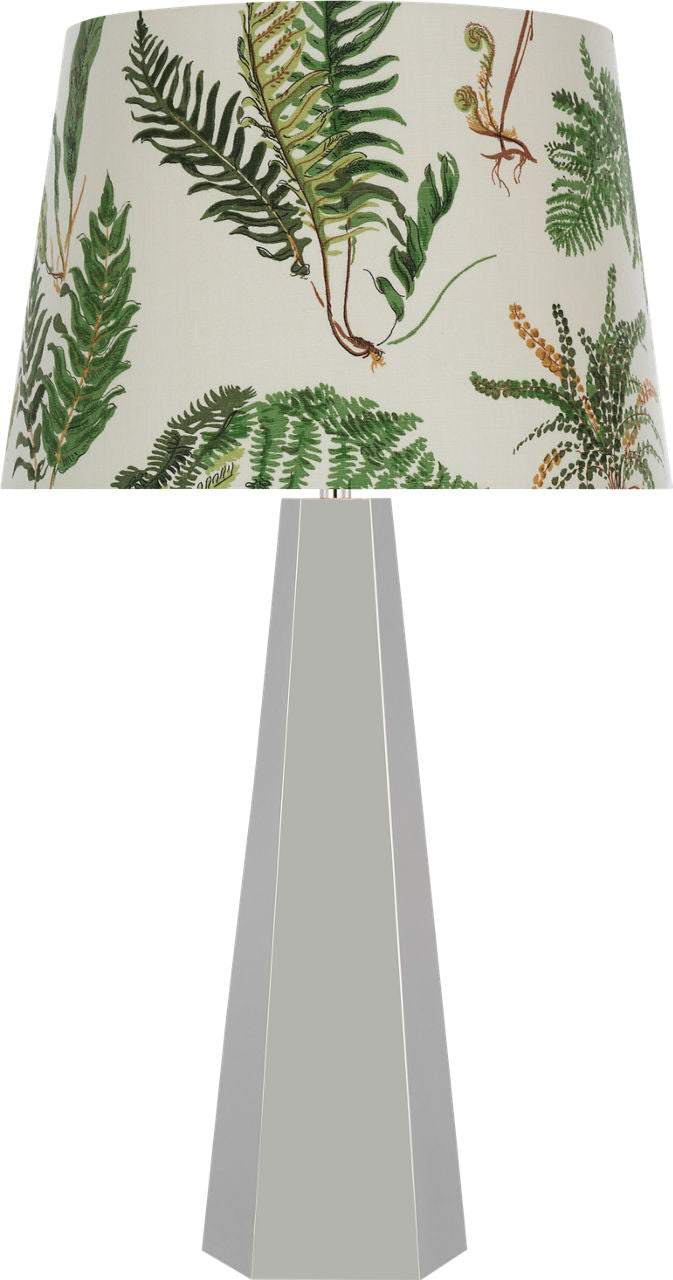 Zoran Medium Table Lamp | Polished Nickel | Schumacher 16" Document Les Fougeres Empire Shade
