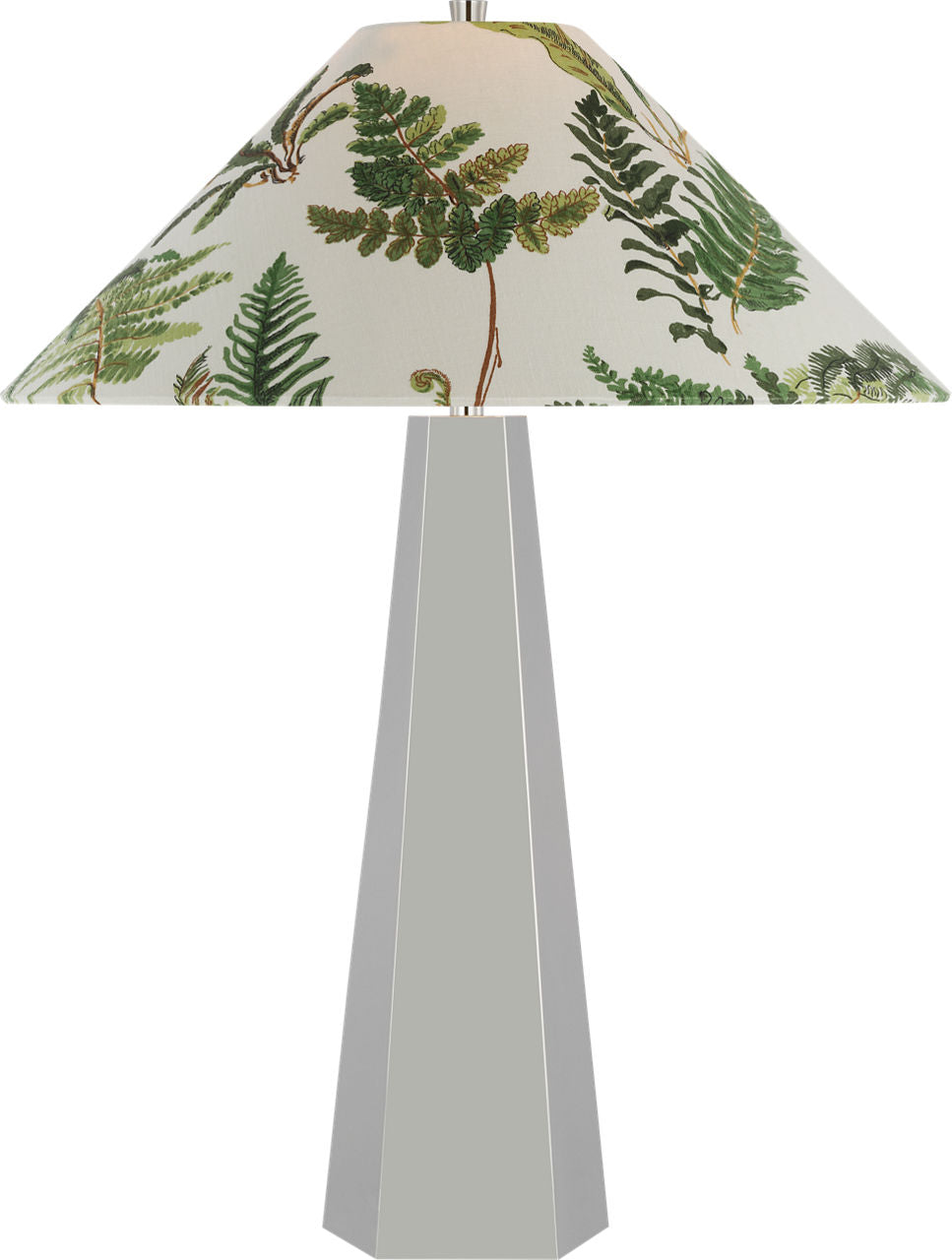 Zoran Medium Table Lamp | Polished Nickel | Schumacher 21" Document Les Fougeres Flare Shade