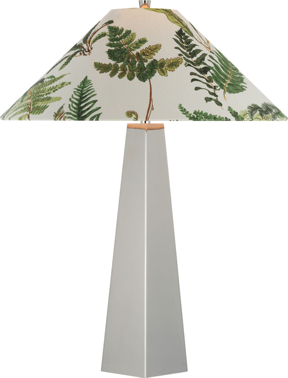 Zoran Medium Table Lamp | Polished Nickel | Schumacher 21" Document Les Fougeres Flare Shade