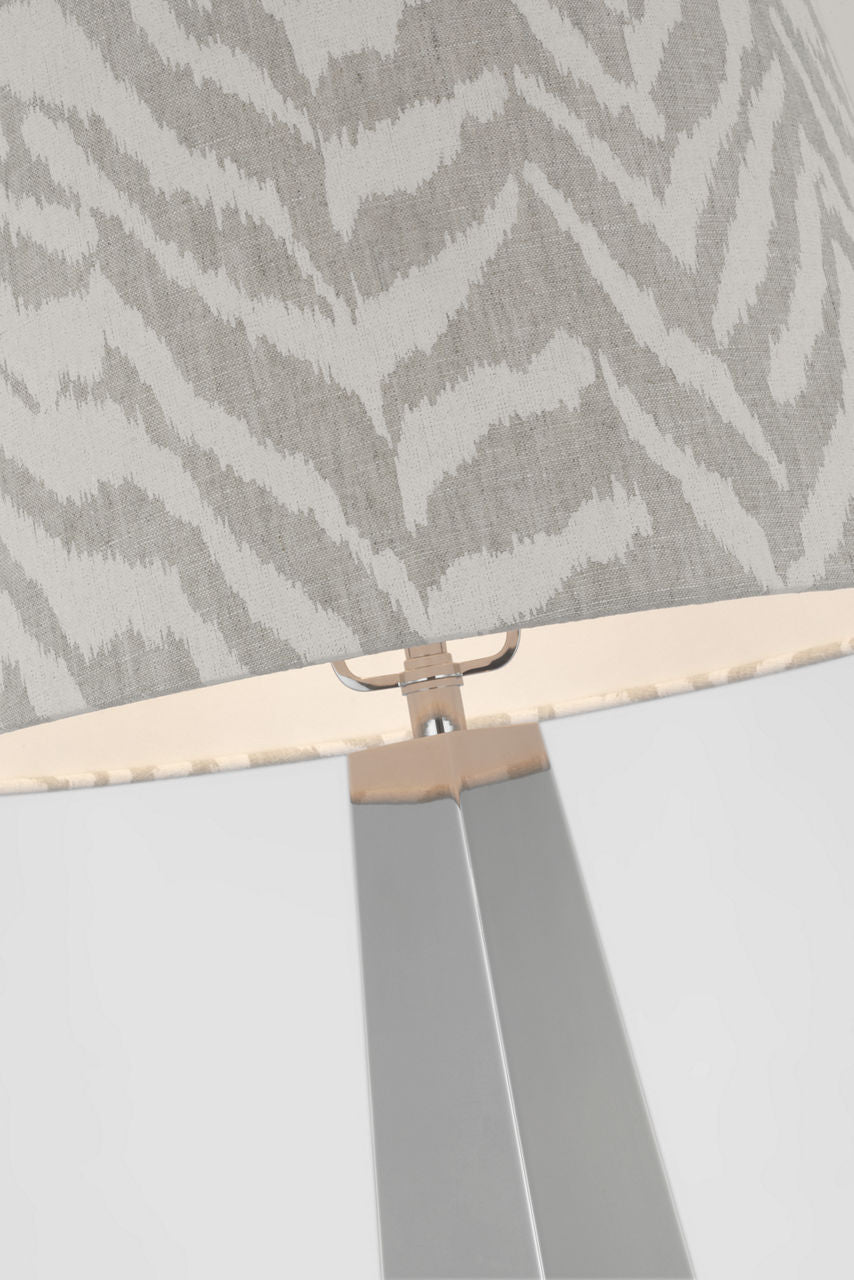 Zoran Medium Table Lamp | Polished Nickel | Schumacher 16" Natural Quincy Empire Shade