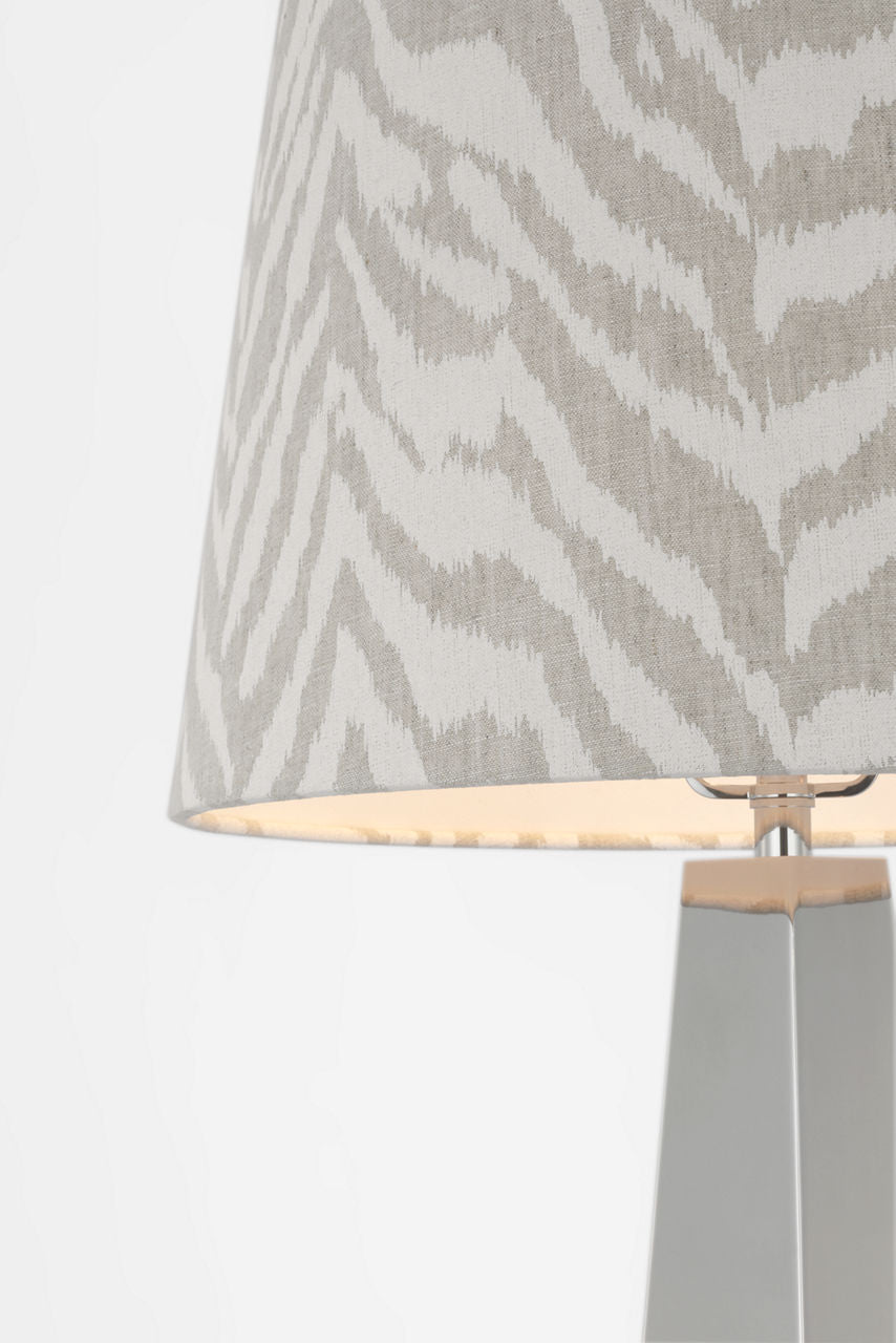 Zoran Medium Table Lamp | Polished Nickel | Schumacher 16" Natural Quincy Empire Shade