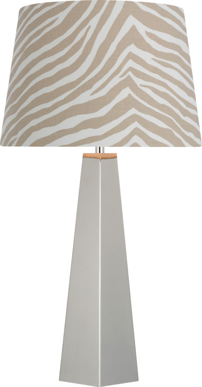 Zoran Medium Table Lamp | Polished Nickel | Schumacher 16" Natural Quincy Empire Shade