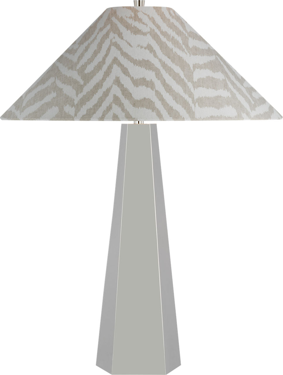 Zoran Medium Table Lamp | Polished Nickel | Schumacher 21" Natural Quincy Flare Shade