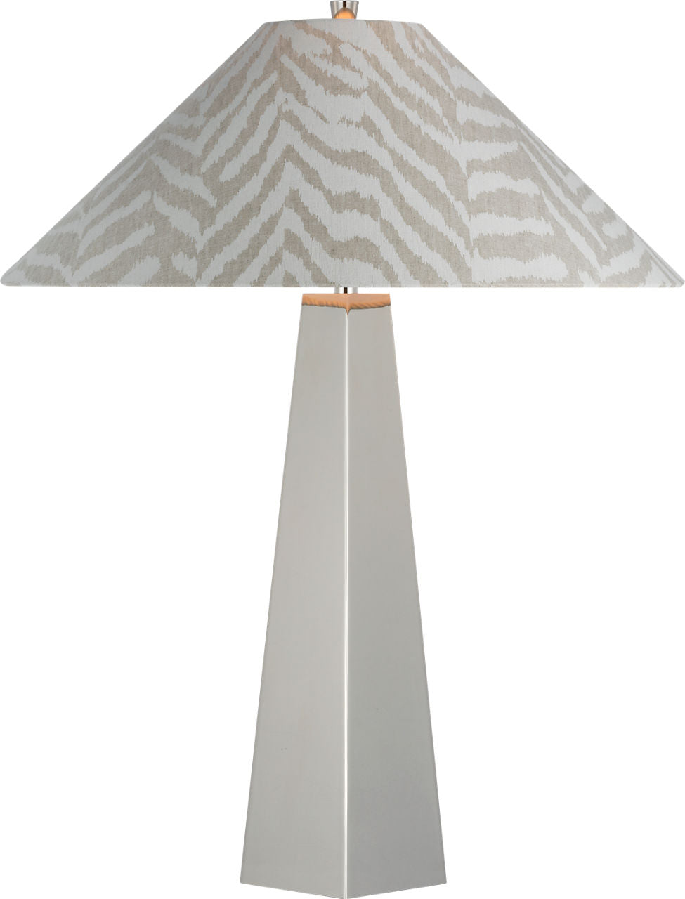 Zoran Medium Table Lamp | Polished Nickel | Schumacher 21" Natural Quincy Flare Shade