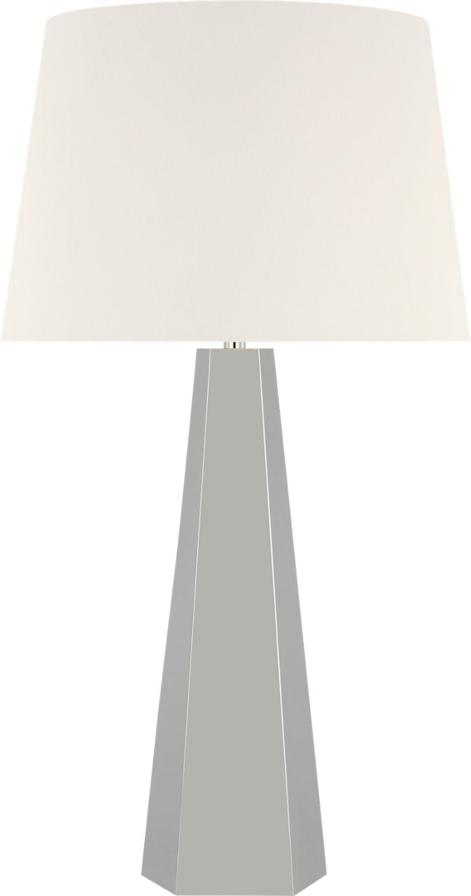 Zoran Medium Table Lamp | Polished Nickel | 16" Linen Empire Shade