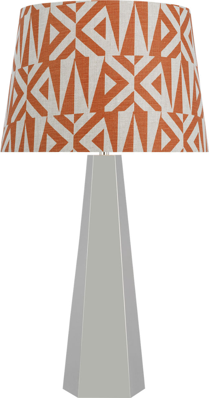 Zoran Medium Table Lamp | Polished Nickel | Schumacher 16" Brick Amero Empire Shade