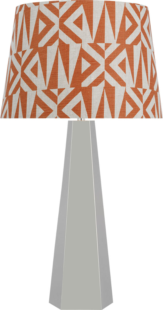 Zoran Medium Table Lamp | Polished Nickel | Schumacher 16" Brick Amero Empire Shade