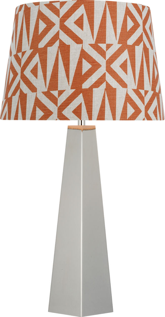 Zoran Medium Table Lamp | Polished Nickel | Schumacher 16" Brick Amero Empire Shade