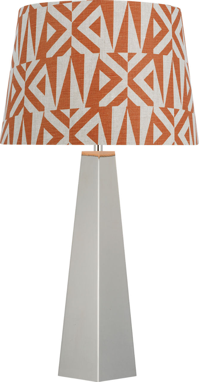 Zoran Medium Table Lamp | Polished Nickel | Schumacher 16" Brick Amero Empire Shade