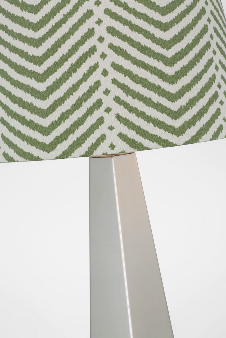 Zoran Medium Table Lamp | Polished Nickel | Schumacher 16" Verde La Jolla Empire Shade