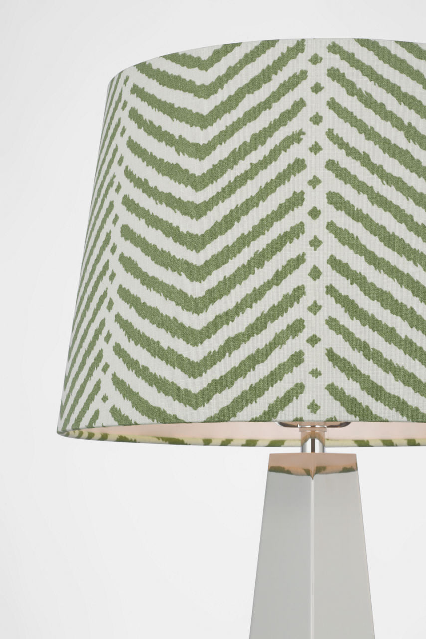 Zoran Medium Table Lamp | Polished Nickel | Schumacher 16" Verde La Jolla Empire Shade