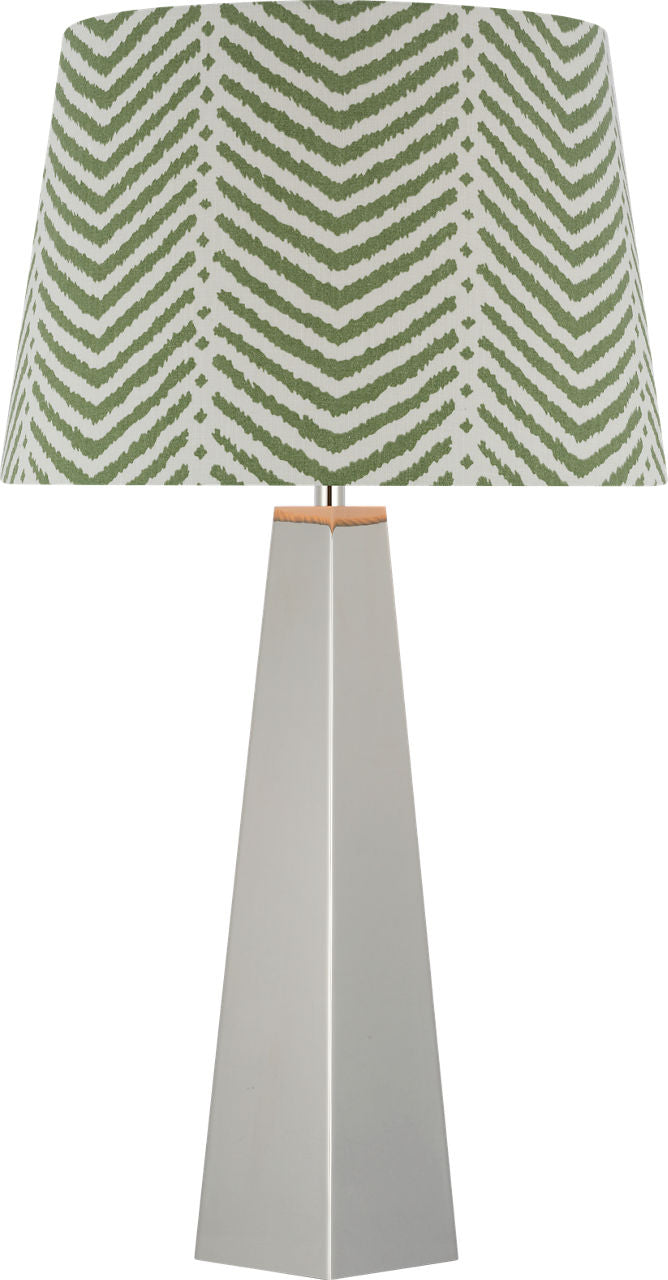 Zoran Medium Table Lamp | Polished Nickel | Schumacher 16" Verde La Jolla Empire Shade