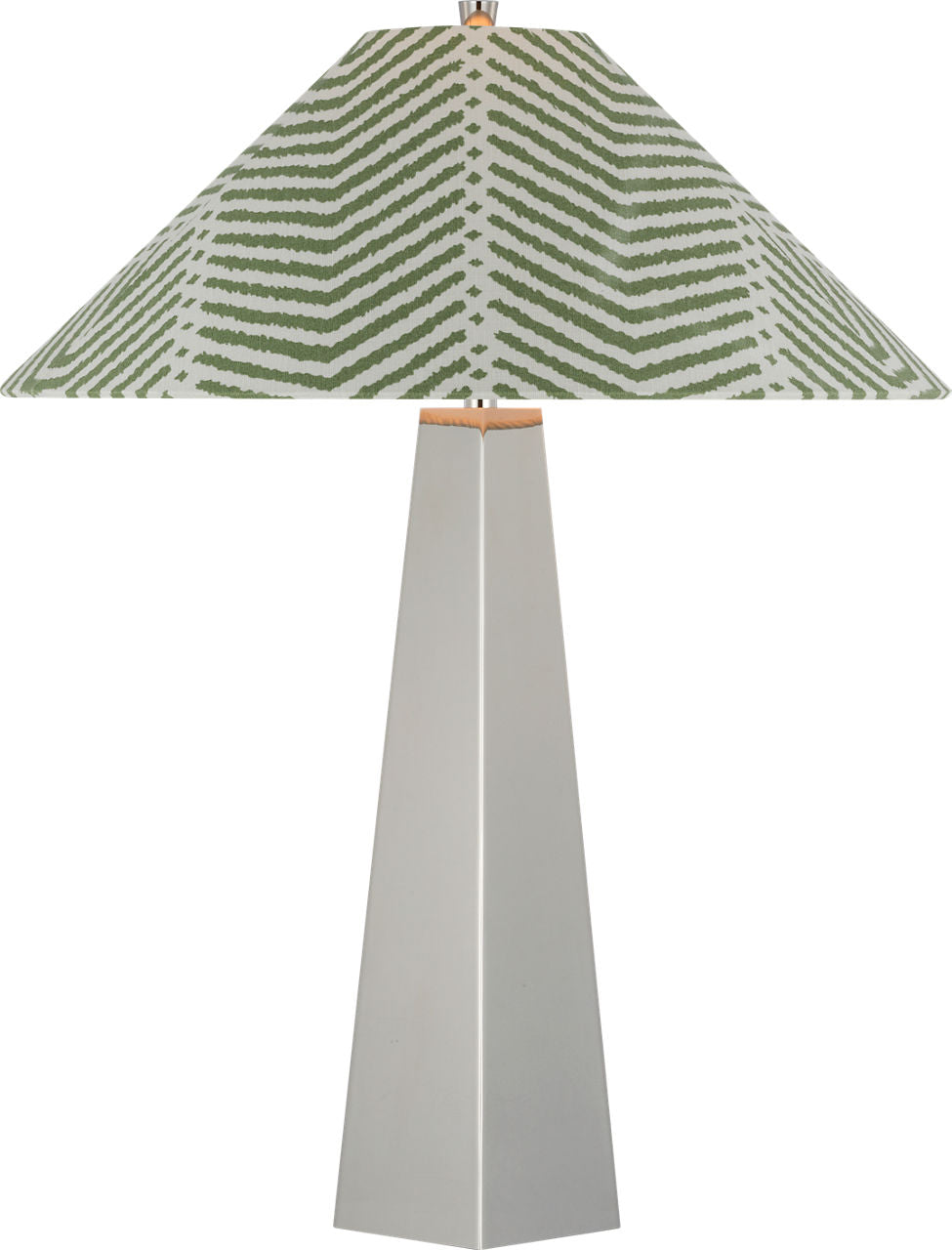 Zoran Medium Table Lamp | Polished Nickel | Schumacher 21" Verde La Jolla Flare Shade