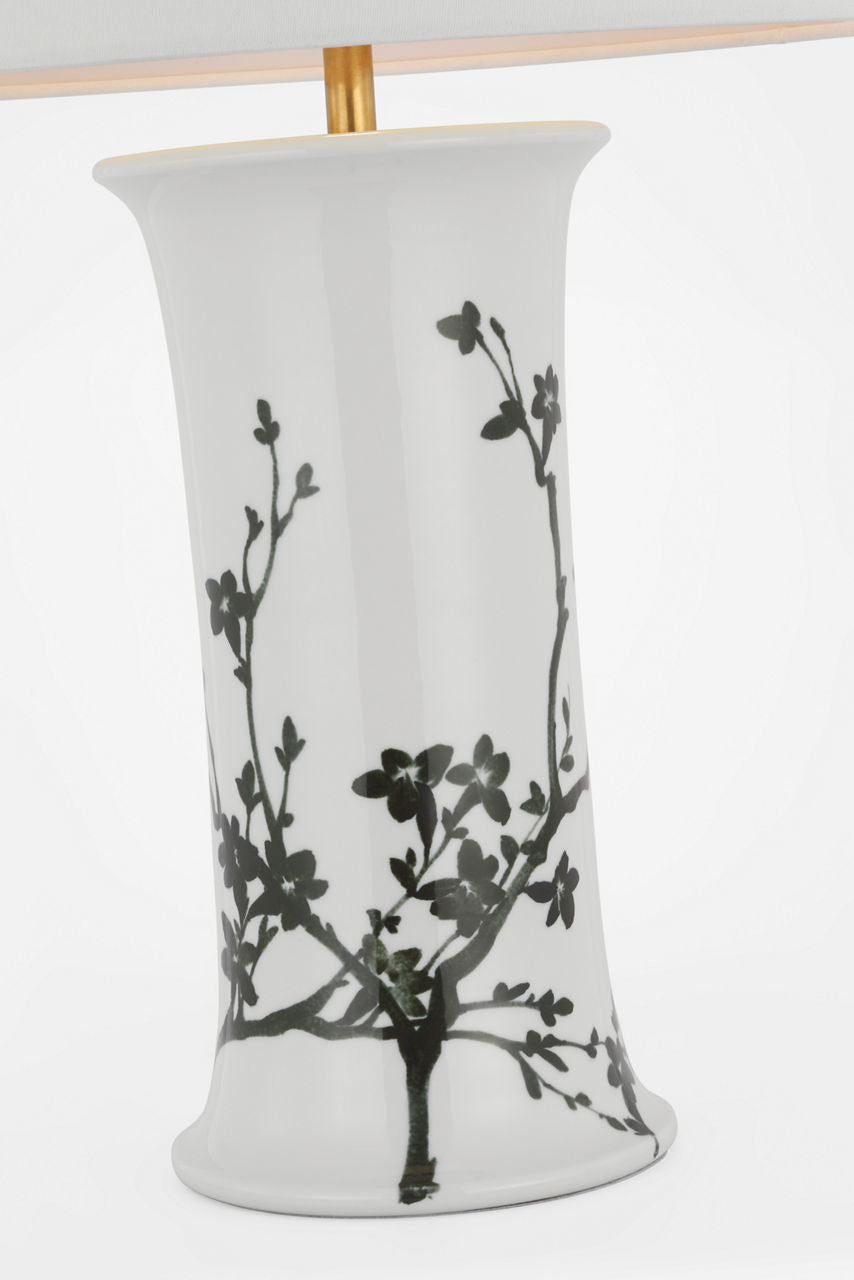 Mallory Medium Table Lamp | Black Twiggy | 18" Linen Empire Shade