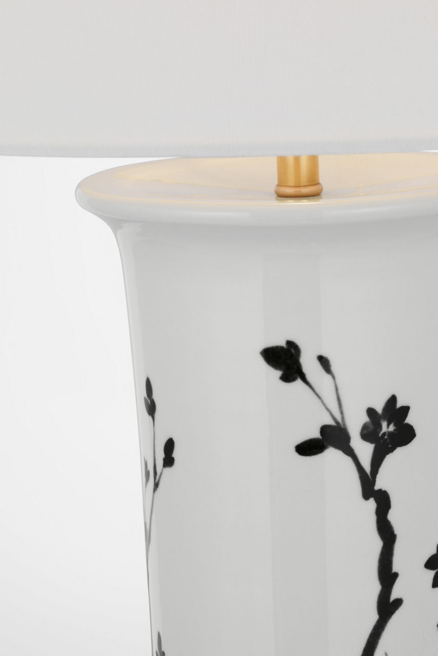 Mallory Medium Table Lamp | Black Twiggy | 18" Linen Empire Shade