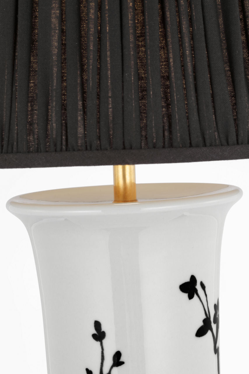Mallory Medium Table Lamp | Black Twiggy | 18" Black Linen Pleated Empire Shade