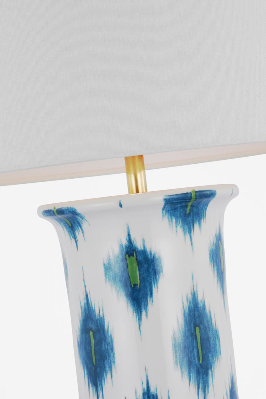 Mallory Medium Table Lamp | Peacock Presidio Ikat | 18" Linen Empire Shade