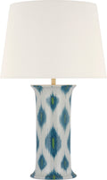 Mallory Medium Table Lamp | Peacock Presidio Ikat | 18" Linen Empire Shade