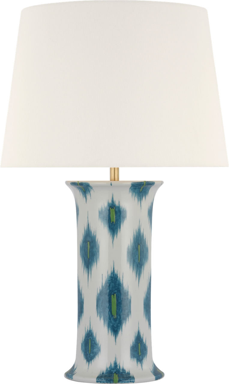 Mallory Medium Table Lamp | Peacock Presidio Ikat | 18" Linen Empire Shade