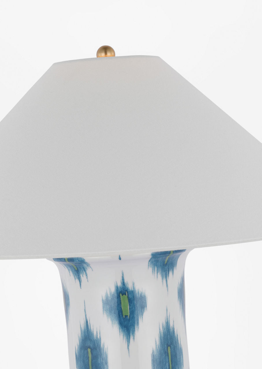 Mallory Medium Table Lamp | Peacock Presidio Ikat | 23" Linen Flare Shade
