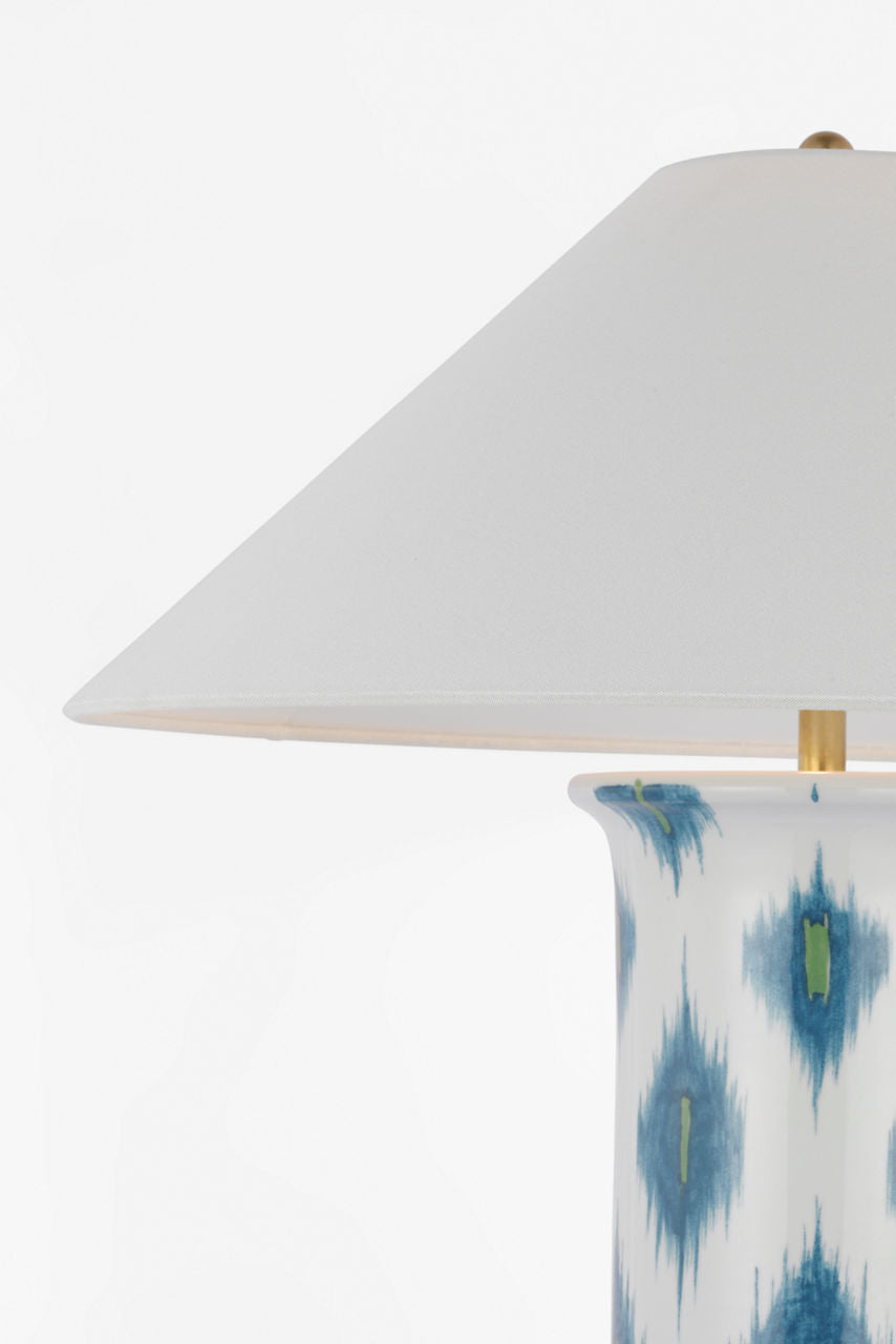 Mallory Medium Table Lamp | Peacock Presidio Ikat | 23" Linen Flare Shade