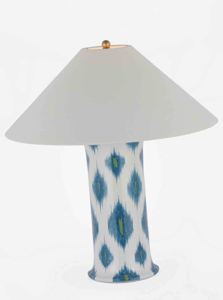 Mallory Medium Table Lamp | Peacock Presidio Ikat | 23" Linen Flare Shade