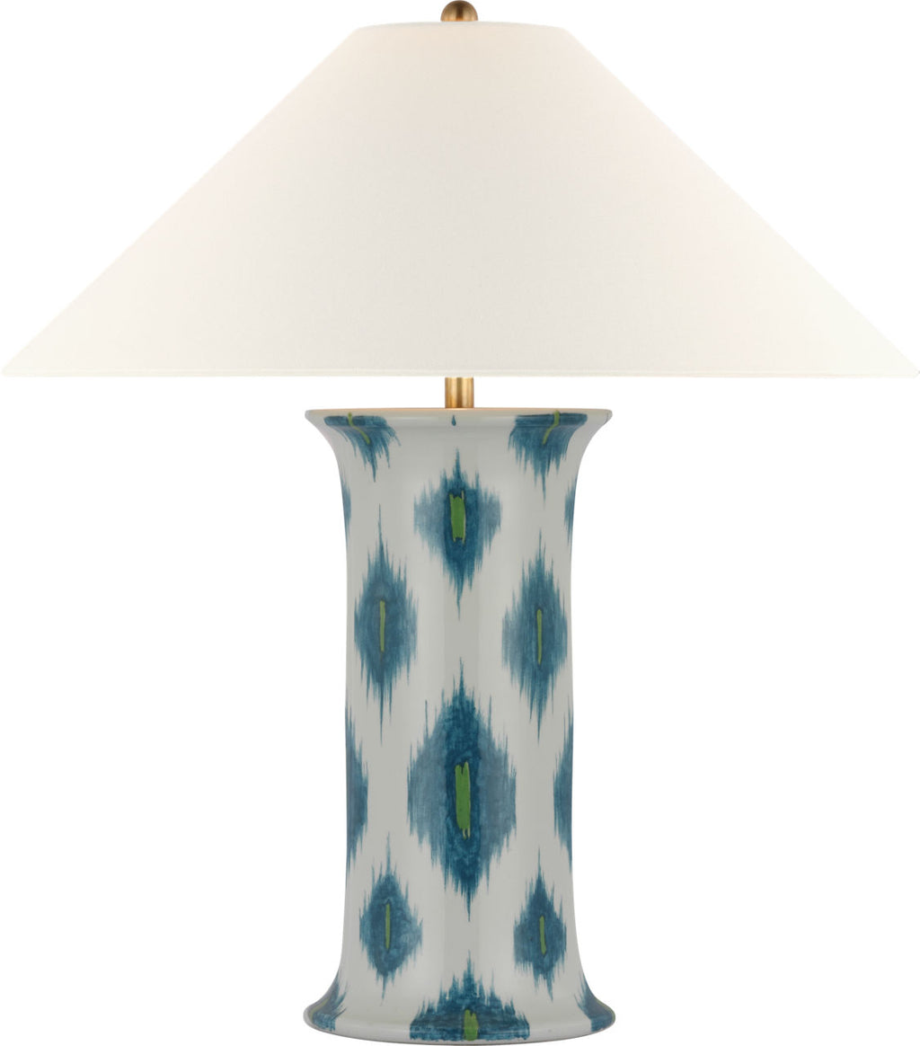 Mallory Medium Table Lamp | Peacock Presidio Ikat | 23" Linen Flare Shade