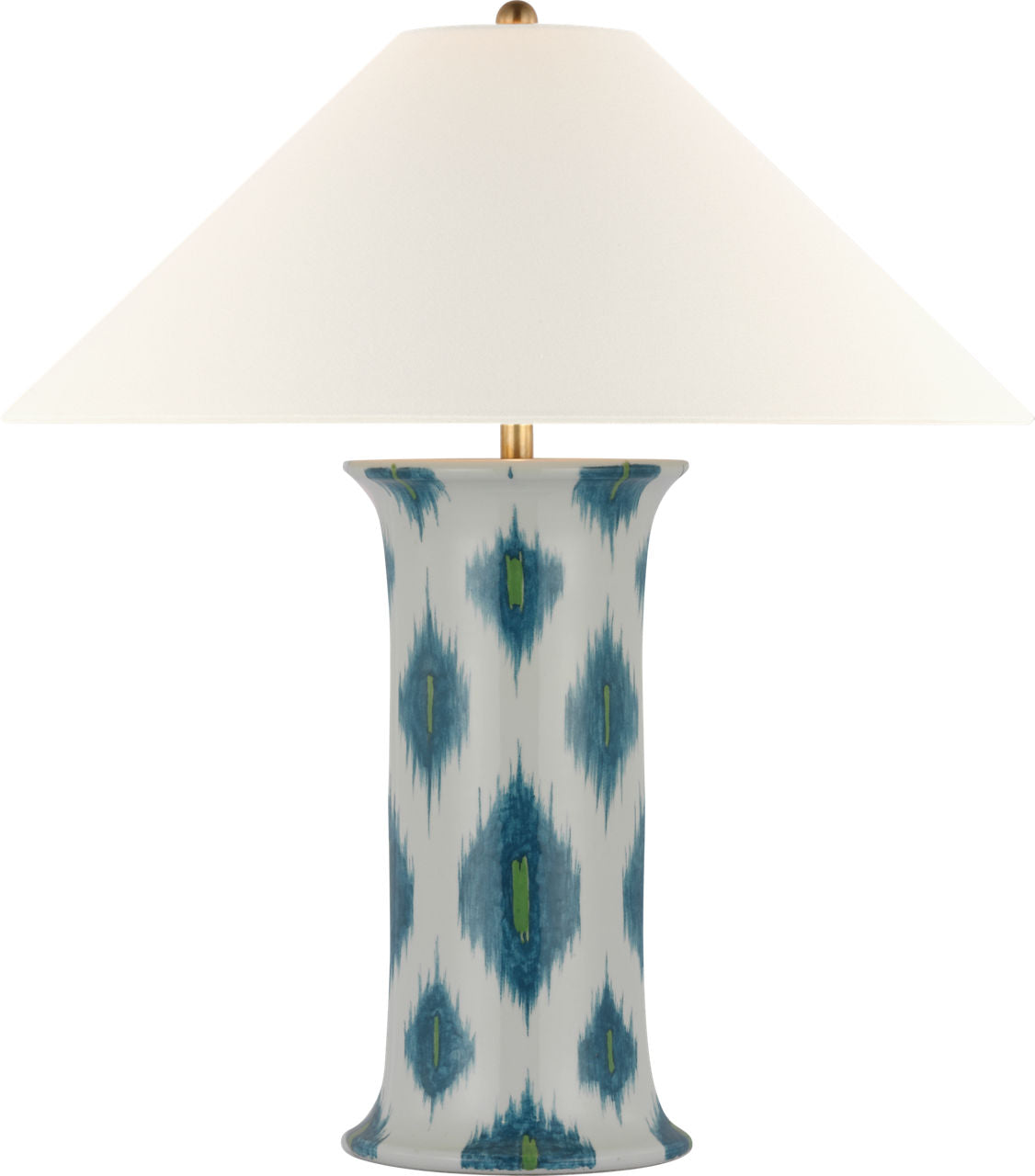 Mallory Medium Table Lamp | Peacock Presidio Ikat | 23" Linen Flare Shade