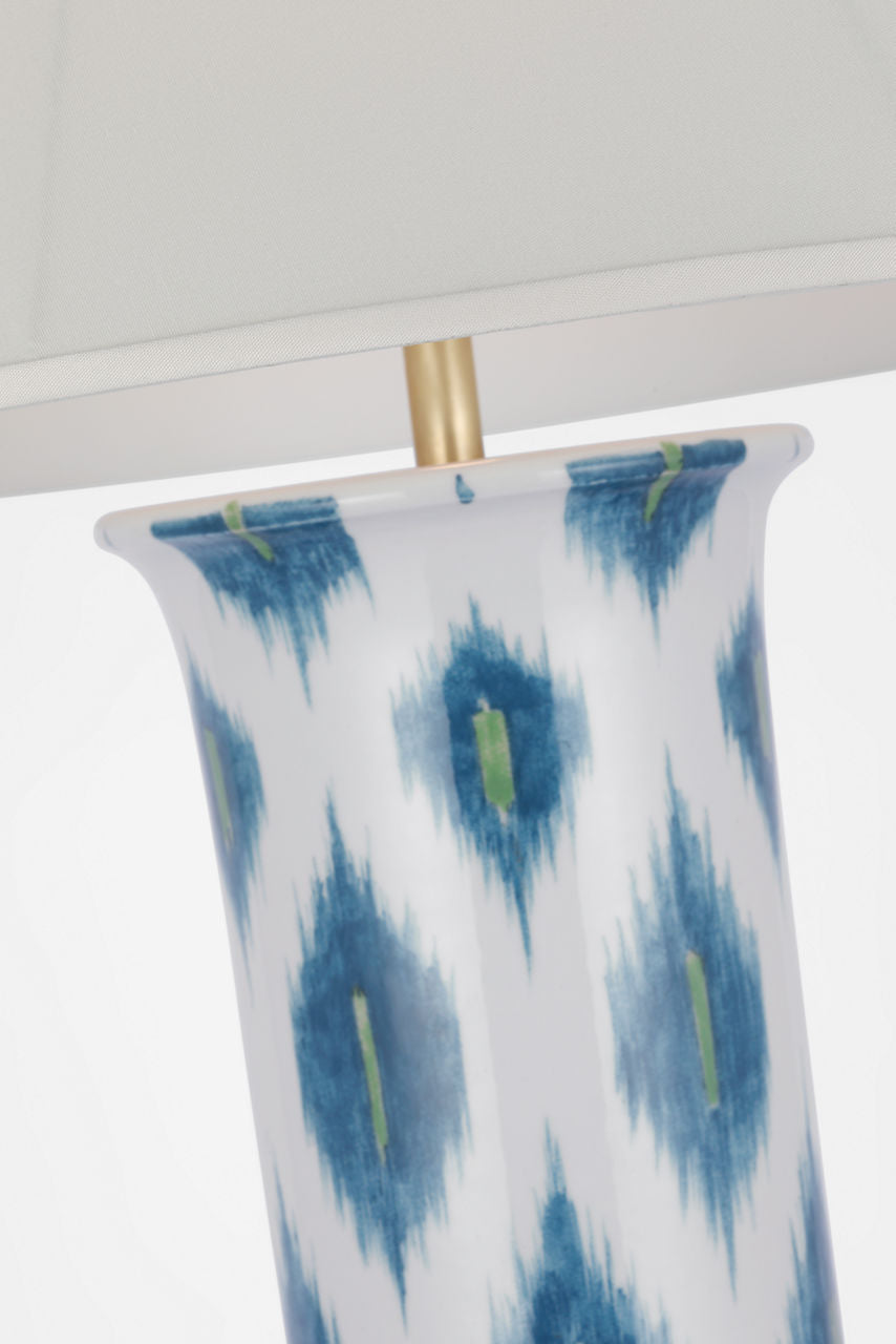 Mallory Medium Table Lamp | Peacock Presidio Ikat | 20" Silk Soft Empire Shade