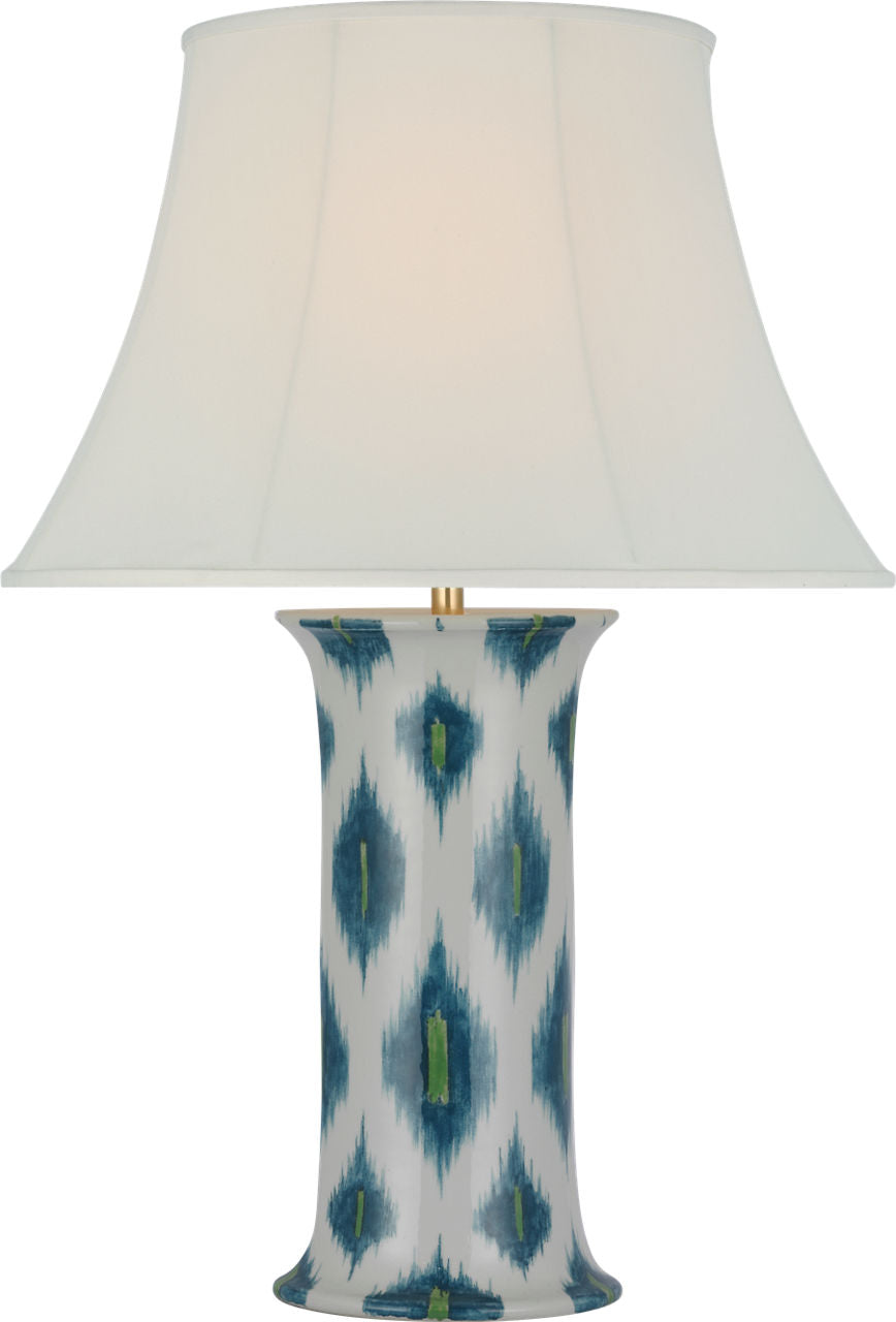 Mallory Medium Table Lamp | Peacock Presidio Ikat | 20" Silk Soft Empire Shade