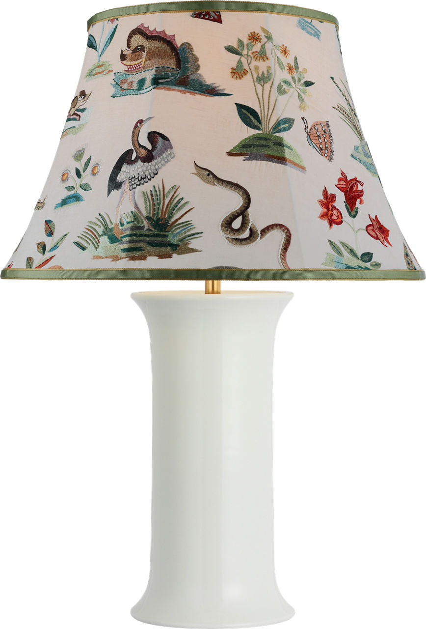 Mallory Medium Table Lamp | White Porcelain | Schumacher 20" Royal Silk Soft Empire Shade