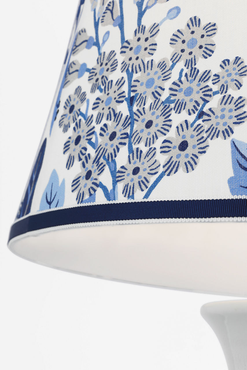 Mallory Medium Table Lamp | White Porcelain | Schumacher 20" Marine Exotic Butterfly Soft Empire Shade