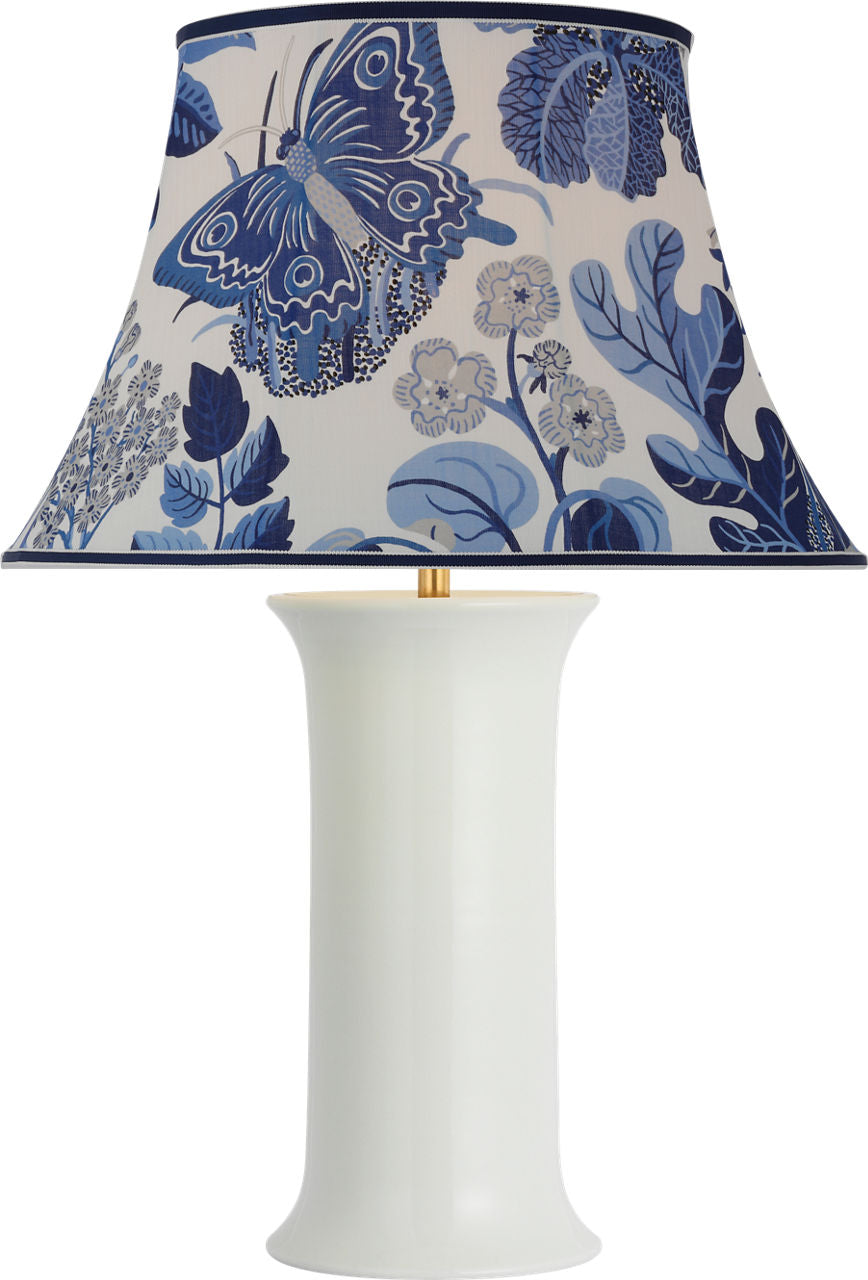 Mallory Medium Table Lamp | White Porcelain | Schumacher 20" Marine Exotic Butterfly Soft Empire Shade