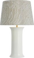 Mallory Medium Table Lamp | White Porcelain | Schumacher 18" Natural Featherfest Empire Shade