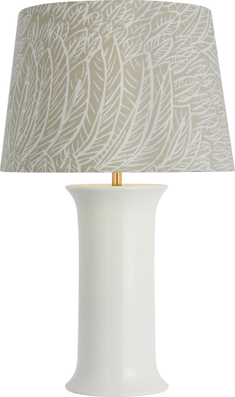 Mallory Medium Table Lamp | White Porcelain | Schumacher 18" Natural Featherfest Empire Shade
