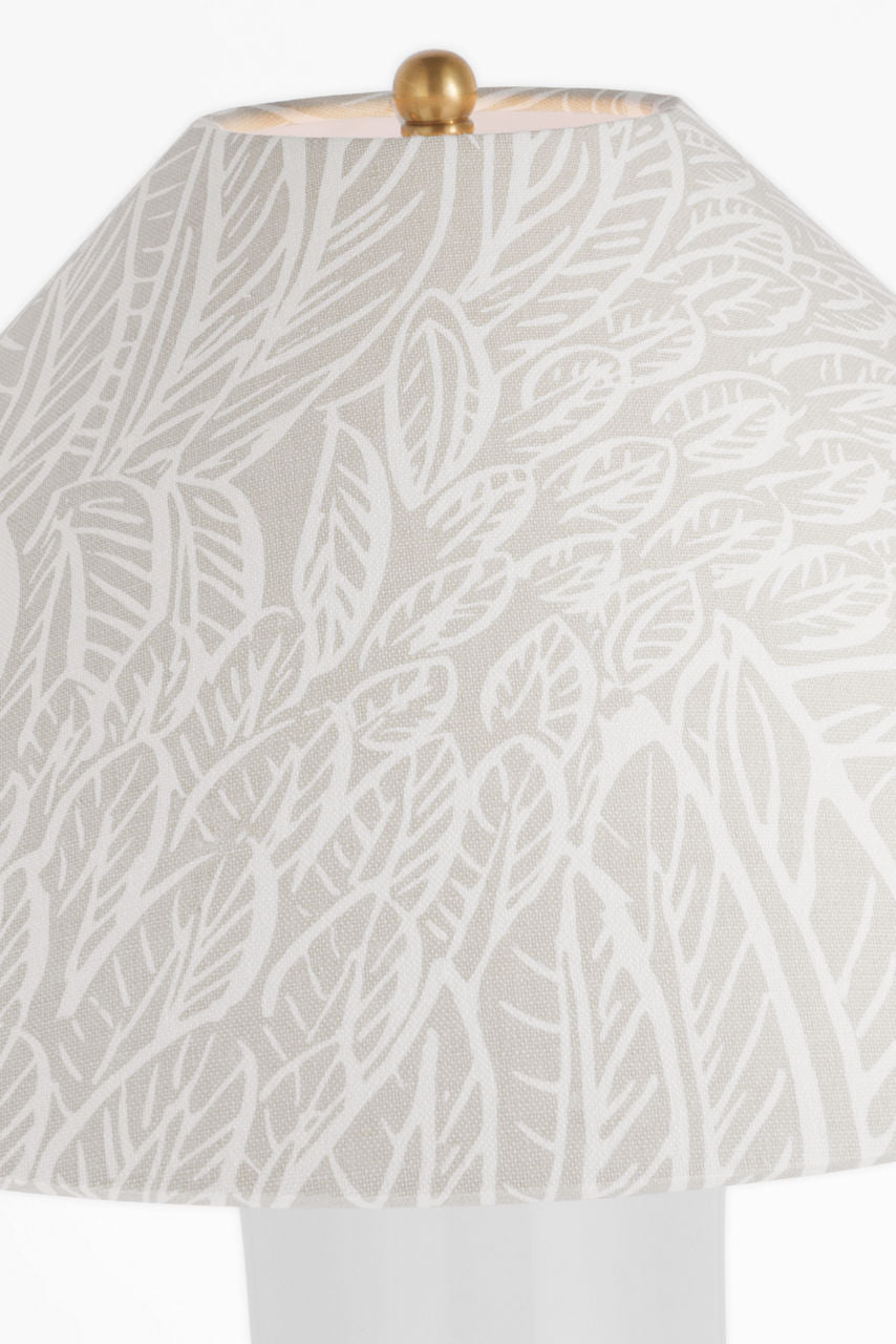 Mallory Medium Table Lamp | White Porcelain | Schumacher 23" Natural Featherfest Flare Shade