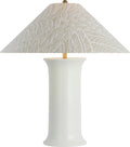 Mallory Medium Table Lamp | White Porcelain | Schumacher 23" Natural Featherfest Flare Shade