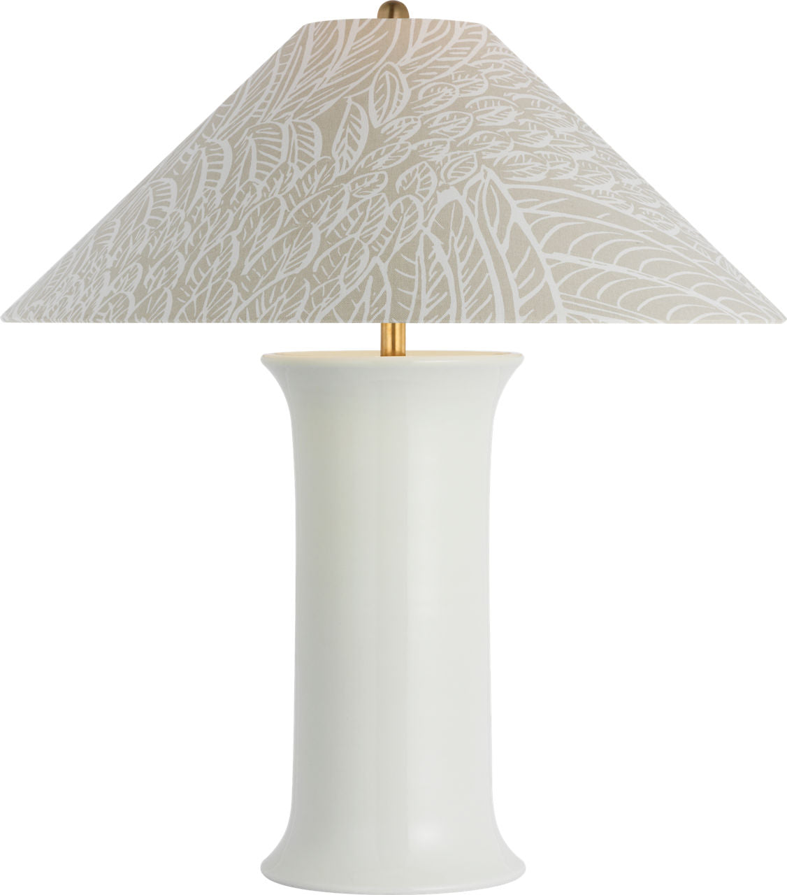 Mallory Medium Table Lamp | White Porcelain | Schumacher 23" Natural Featherfest Flare Shade