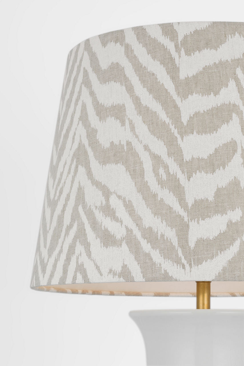 Mallory Medium Table Lamp | White Porcelain | Schumacher 18" Natural Quincy Empire Shade
