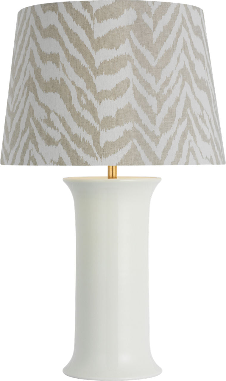 Mallory Medium Table Lamp | White Porcelain | Schumacher 18" Natural Quincy Empire Shade