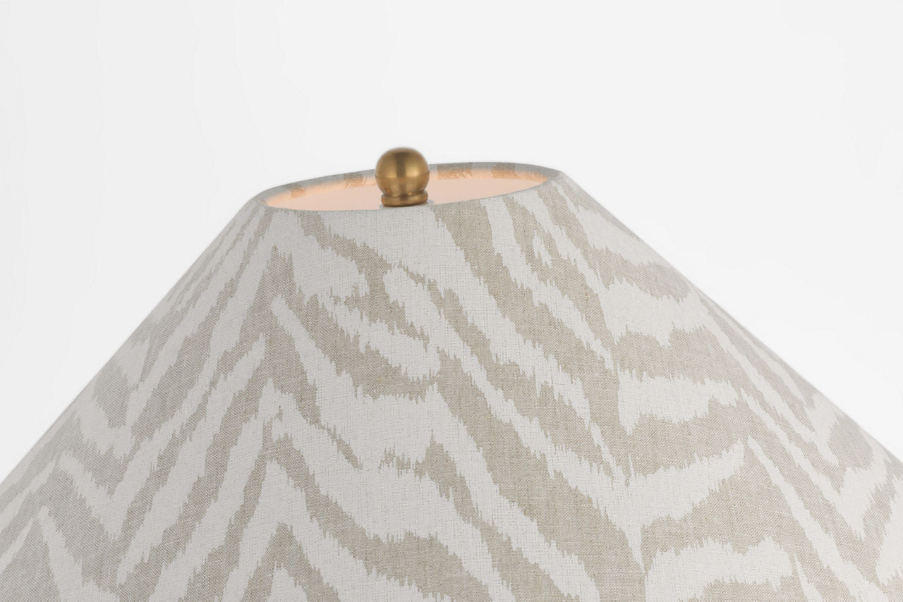 Mallory Medium Table Lamp | White Porcelain | Schumacher 23" Natural Quincy Flare Shade