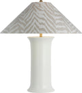 Mallory Medium Table Lamp | White Porcelain | Schumacher 23" Natural Quincy Flare Shade
