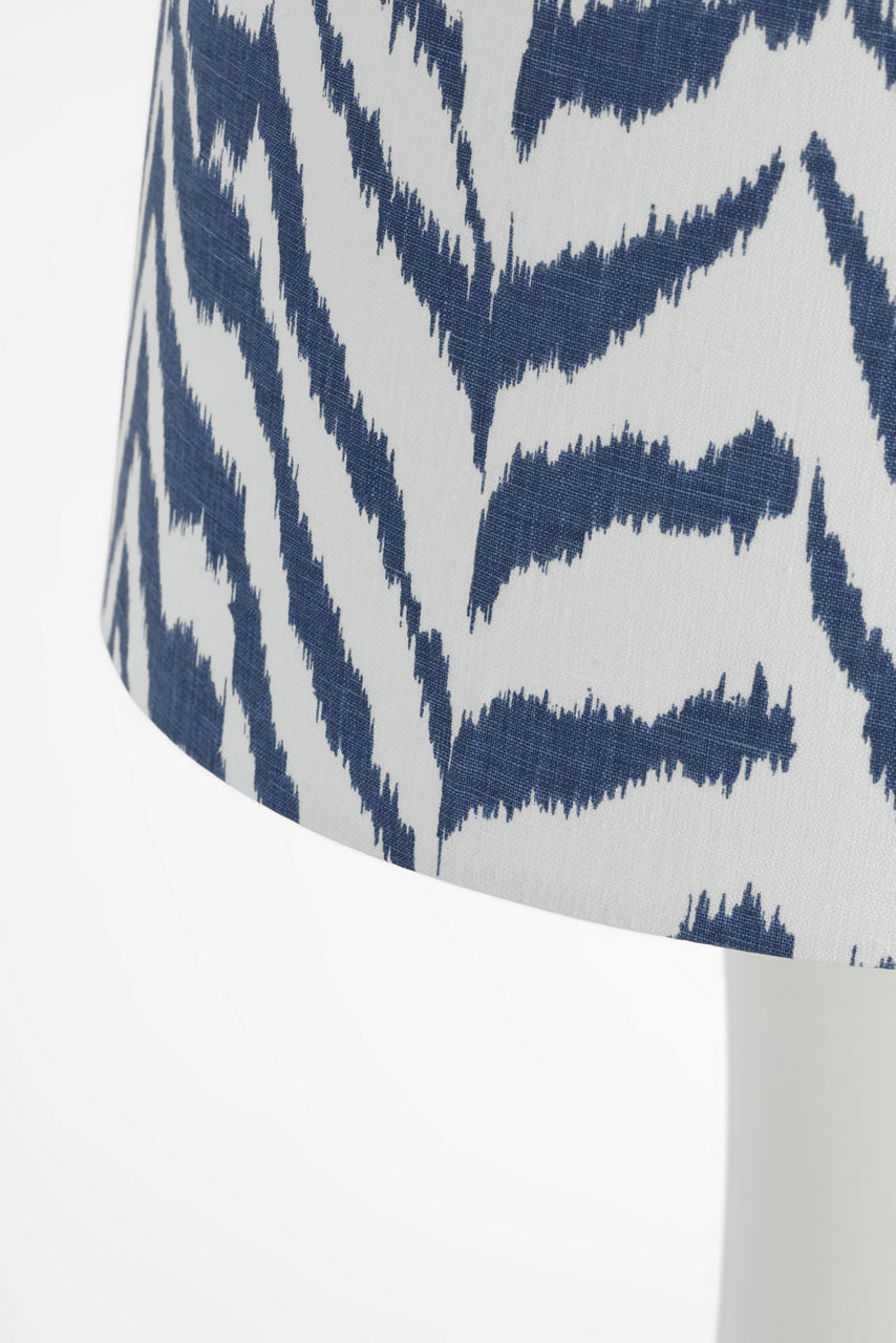 Mallory Medium Table Lamp | White Porcelain | Schumacher 18" Blue Quincy Empire Shade